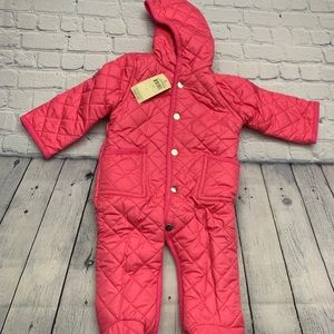 New Leveret Quilted Baby Snowsuit Pink 9 Months